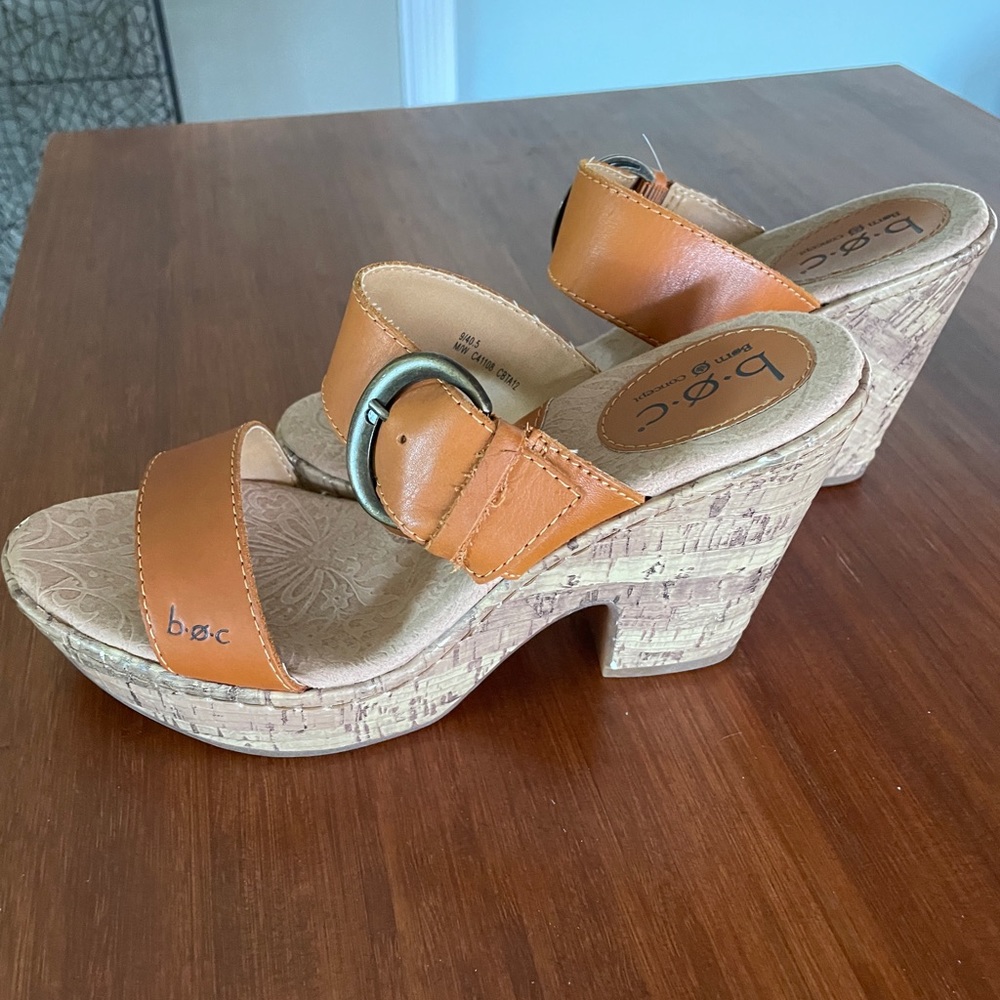 B.O.C. Born Cork Block Heel Strap Sandals Size 9 - Picture 3 of 10